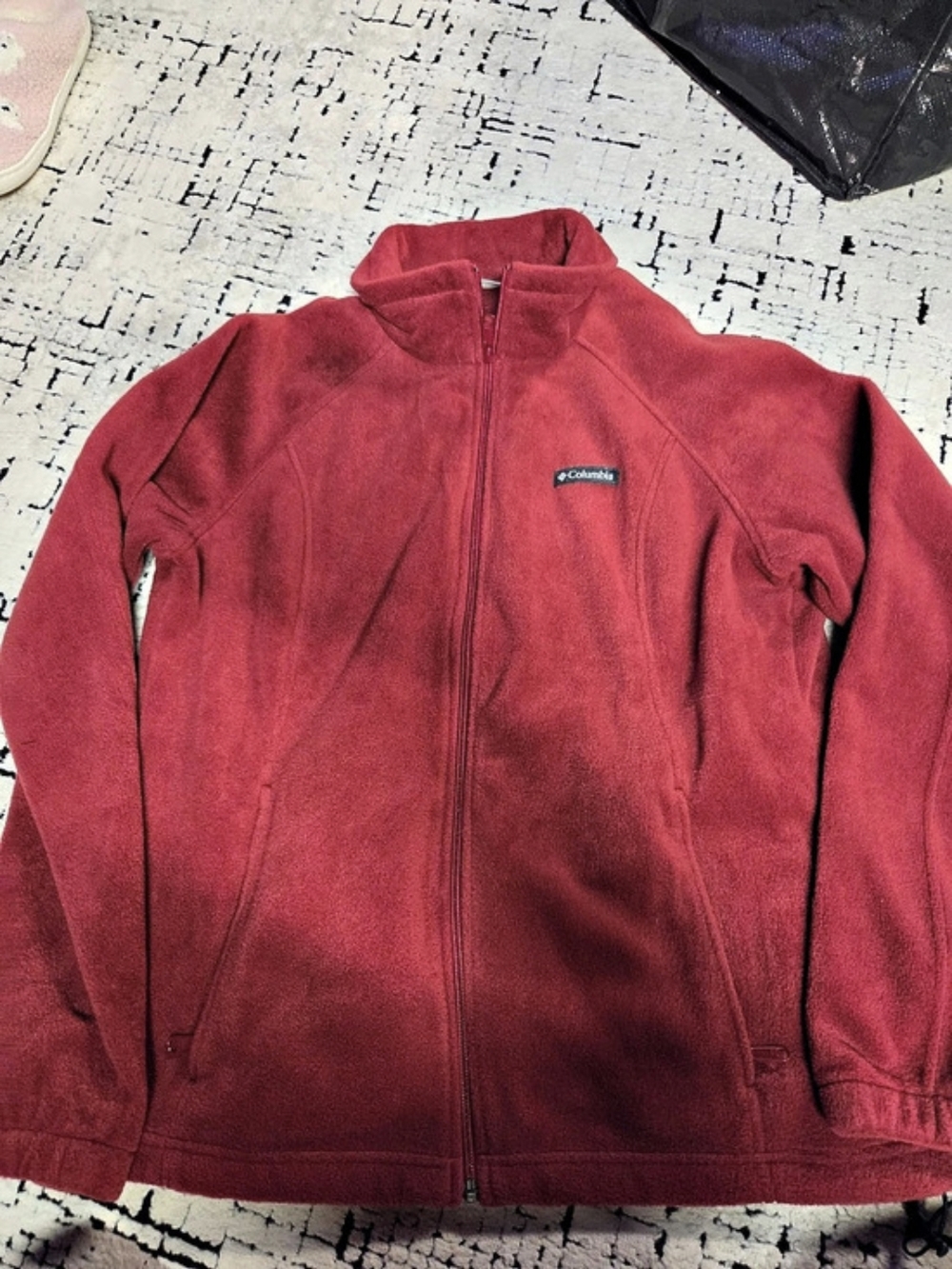 Columbia Full Zip Fleece Jacket Red Womens XL